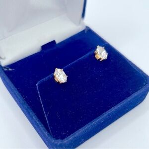 Vintage Gold Tone Oval Crystal Stud Earrings Hypoallergenic